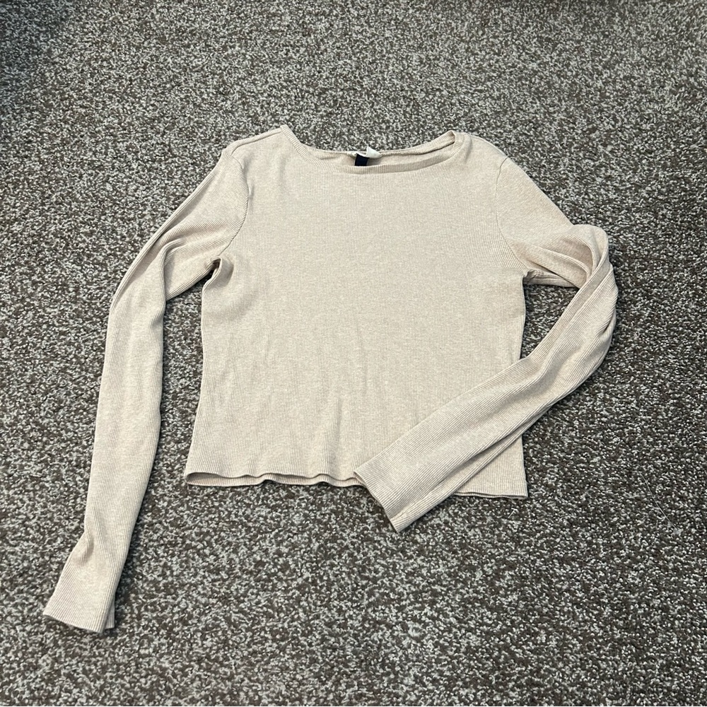 Women’s basic tan sweater long sleeve top